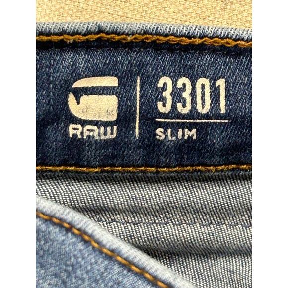G-STAR RAW Men's 34 Slim Stretch Denim Jeans 3301 Button Fly - Picture 5 of 11